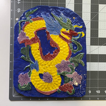 Handmade Ceramic Arts: Glazed Dragon Wall Plaque 10.5-inch x 8.5-inch by Lisa Uptain