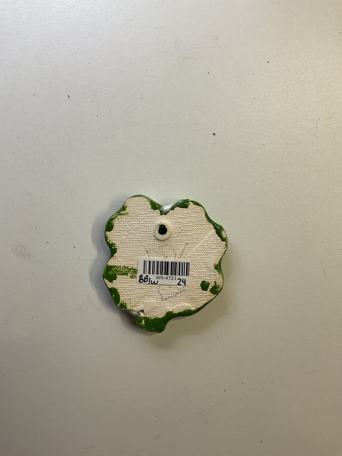 Handmade Ceramic Shamrock Ornament 2"x2.5" by Brian Bass and Anonymous 4721