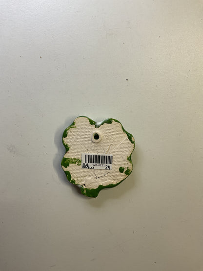 Handmade Ceramic Shamrock Ornament 2"x2.5" by Brian Bass and Anonymous 4721