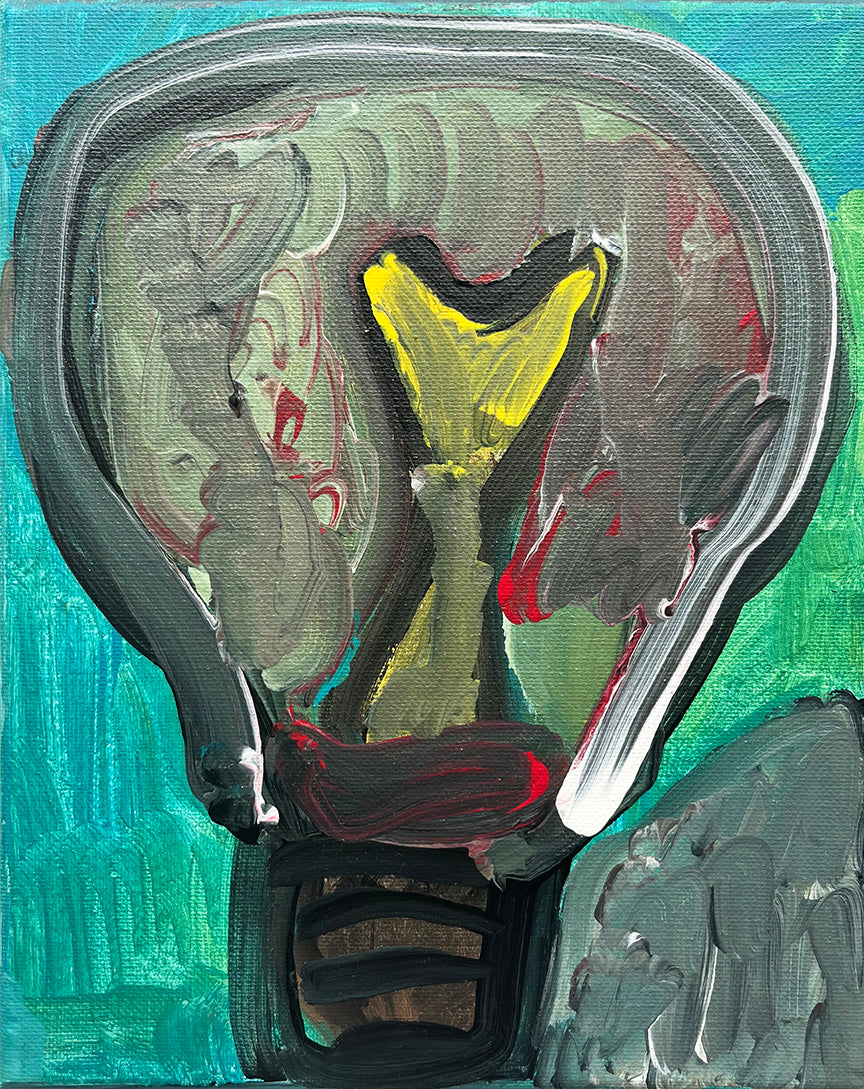 WATCH Resources Art Guild - Acrylic Painting on Stretched Canvas Original Fine Art 10-inch x 8-inch Light Bulb by Emily Knoles 4333