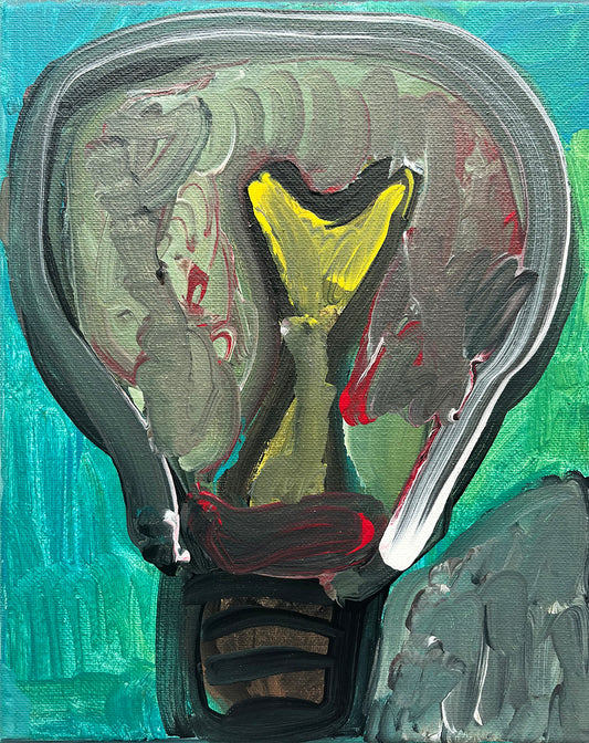 Acrylic Painting on Stretched Canvas Original Fine Art 10-inch x 8-inch Light Bulb by Emily Knoles 4333