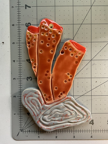 WATCH Resources Art Guild - Ceramic Arts Handmade Clay Crafts Glazed Coral 6-inch by 4-inch made by FN and Anonymous 4164