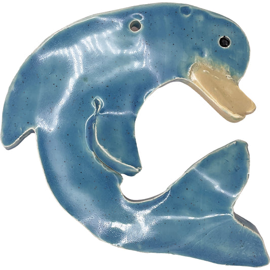 Ceramic Arts Handmade Clay Crafts Glazed Dolphin 5-inch by 6-inch made by Audrey Love and Anonymous 4163