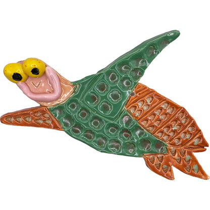 Ceramic Arts Handmade Clay Crafts Glazed Turtle 8-inch by 5-inch made by Eric Stacy 4159