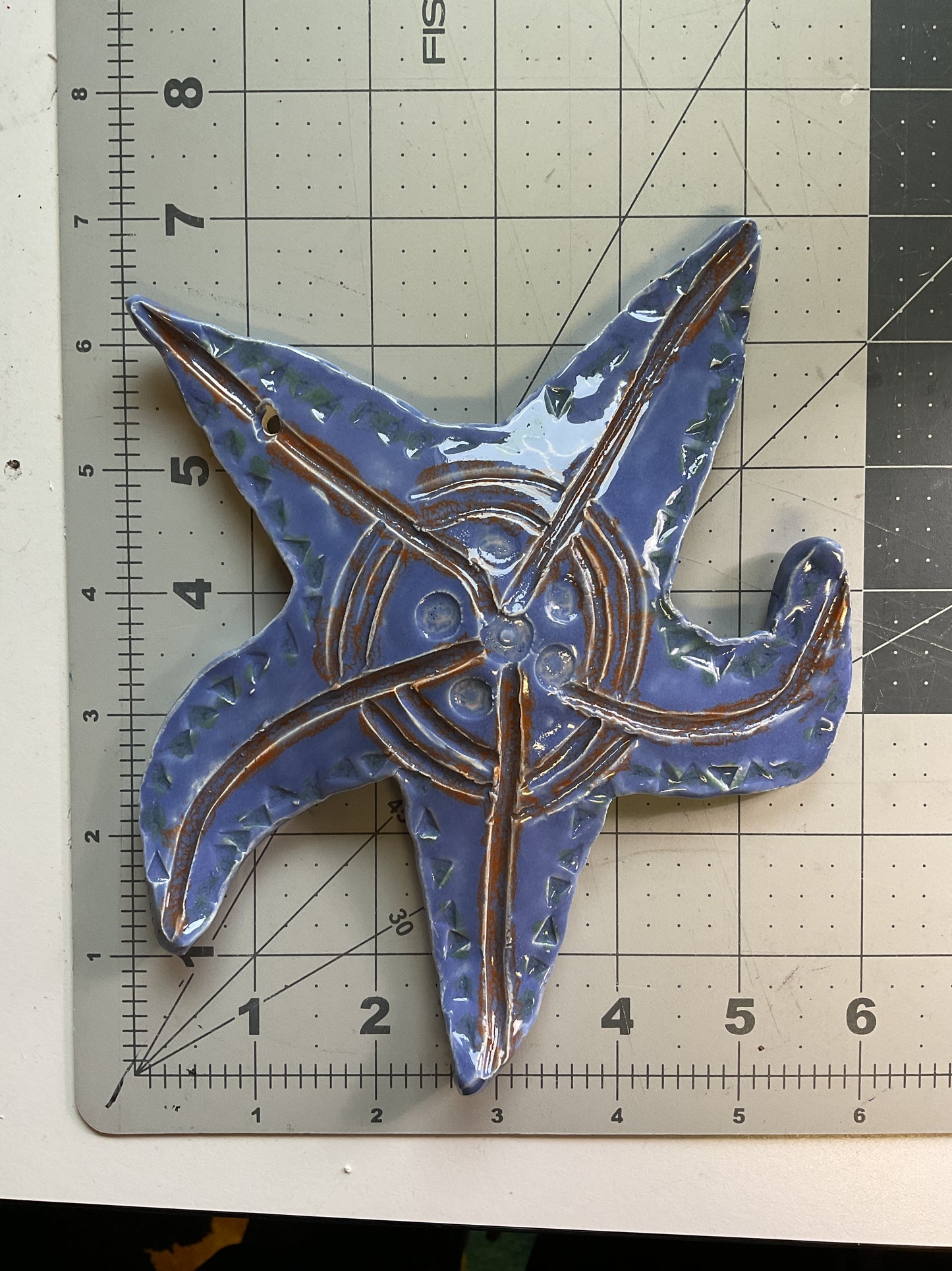 Ceramic Arts Handmade Clay Crafts Glazed Starfish 7-inch by 6-inch made by Ashley Dorsett 4158