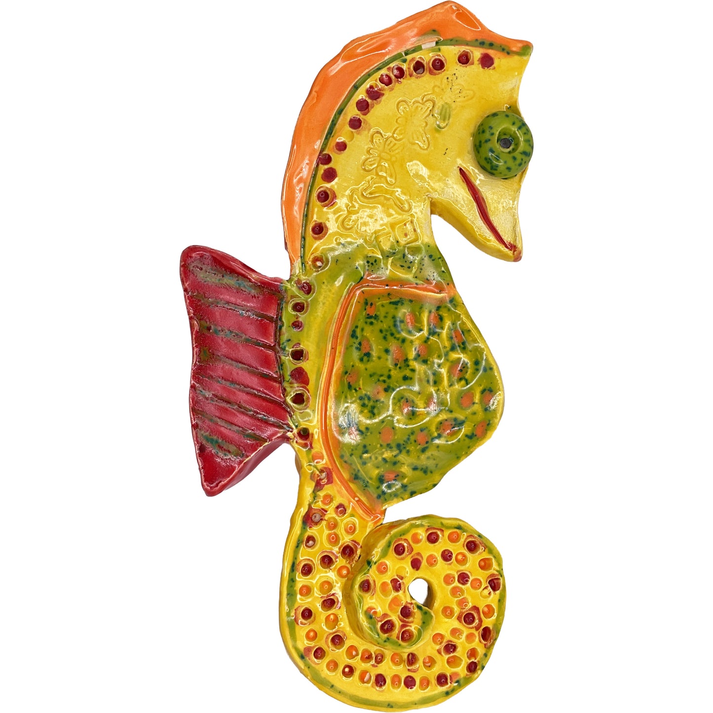 Ceramic Arts Handmade Clay Crafts Glazed Seahorse 8-inch by 4-inch made by Jenna Decosta 4157