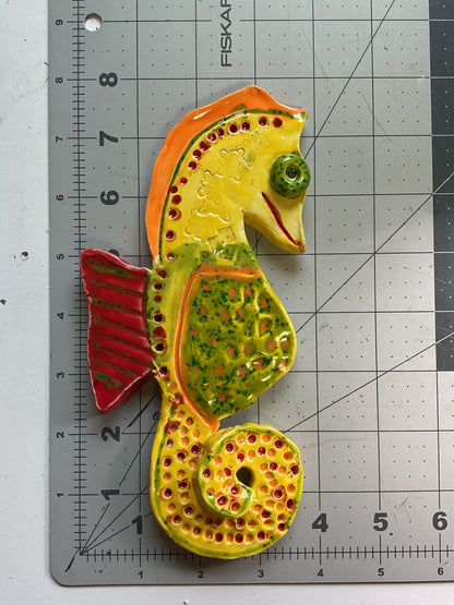 Ceramic Arts Handmade Clay Crafts Glazed Seahorse 8-inch by 4-inch made by Jenna Decosta 4157
