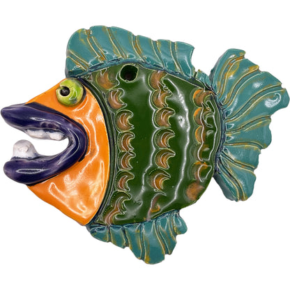 Ceramic Arts Handmade Clay Crafts Glazed Fish 5-inch by 4-inch made by Audrey Love and Anonymous 4155