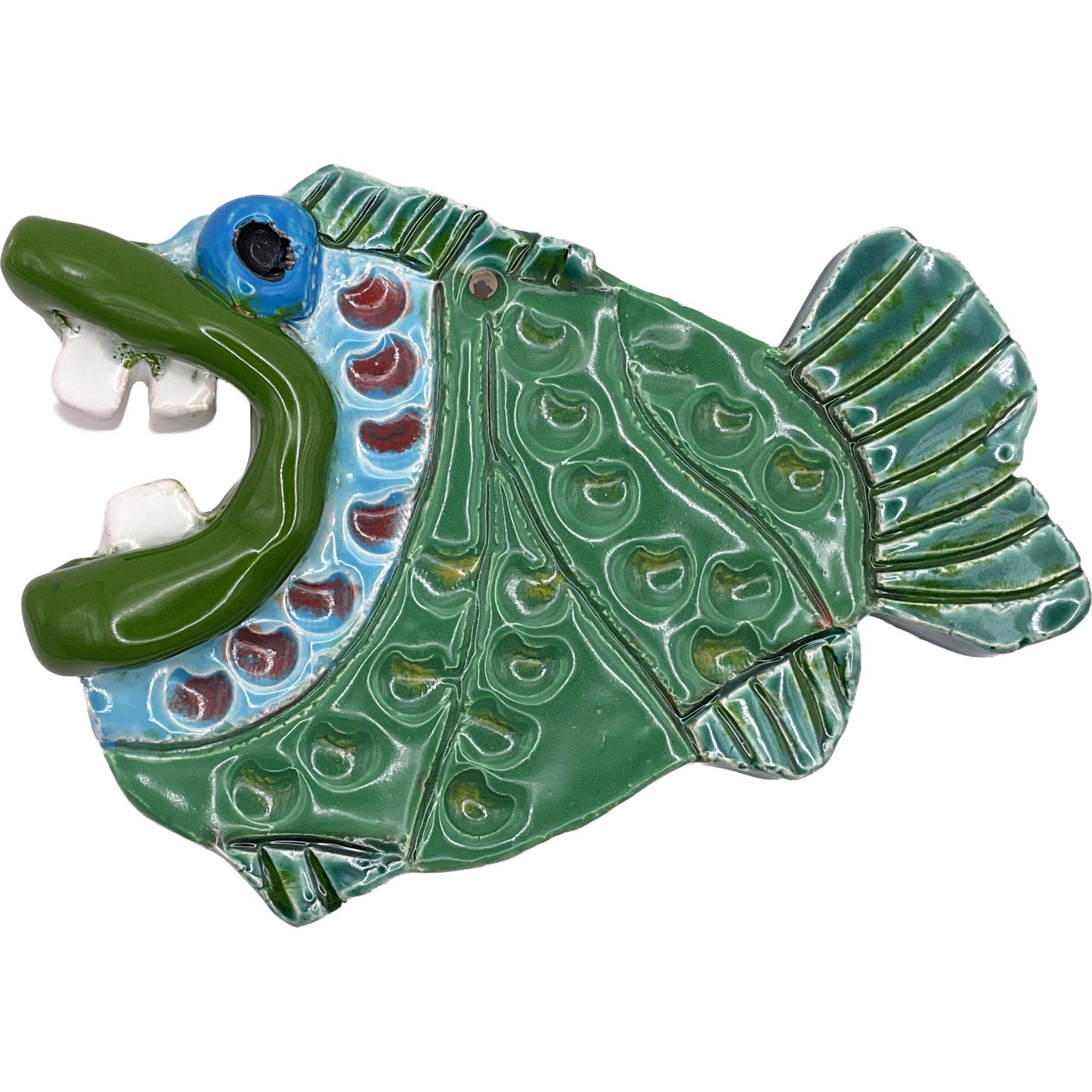 Ceramic Arts Handmade Clay Crafts Glazed Fish 6.5-inch by 4-inch made by Eric Stacy 4154