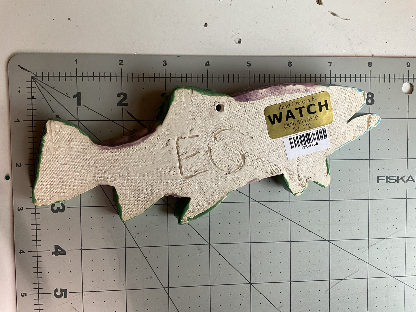 Ceramic Arts Handmade Clay Crafts Glazed Fish 3.5-inch by 8-inch made by Eric Stacy 4166