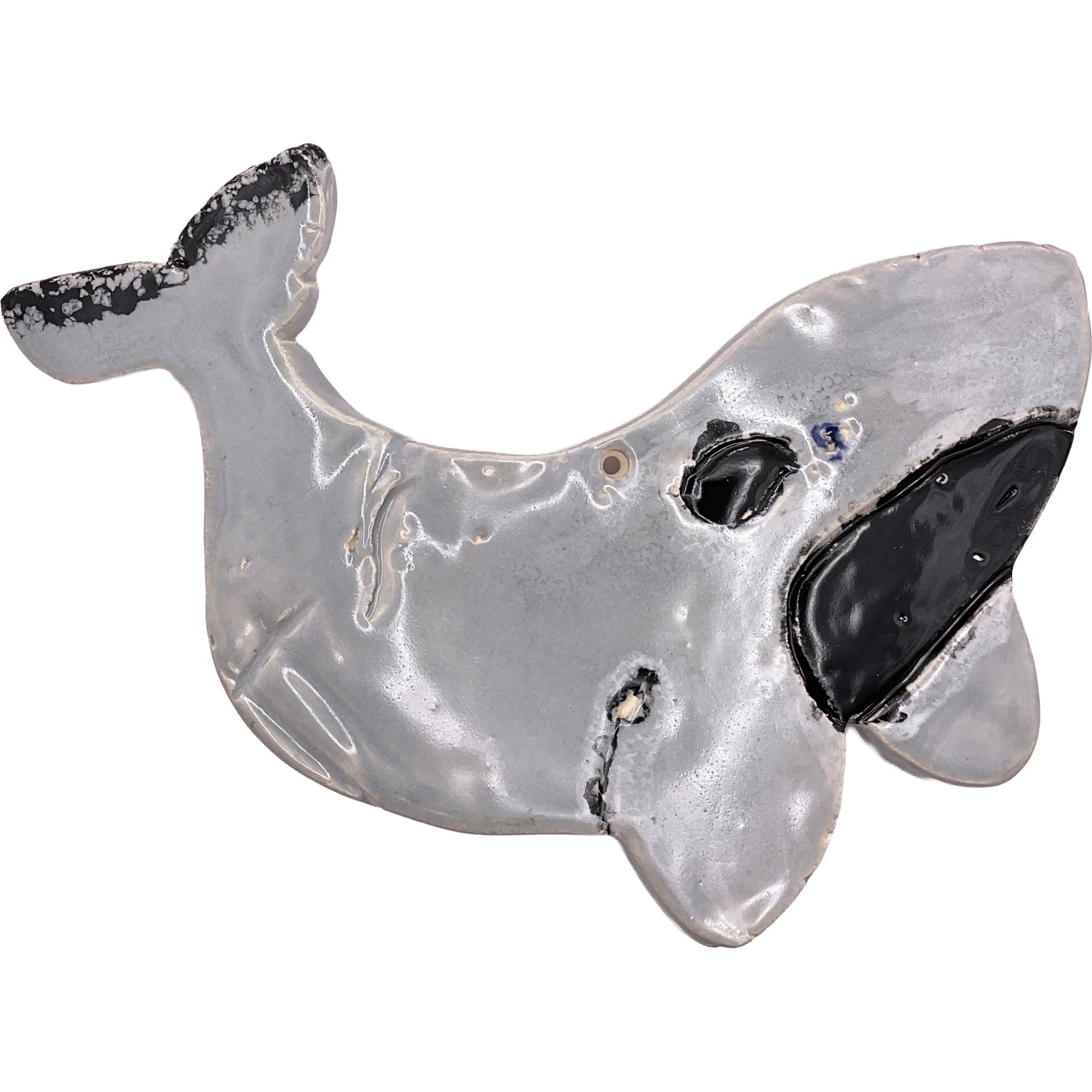 Ceramic Arts Handmade Clay Crafts Glazed Whale 5-inch by 7-inch made by Ben Levine 4167