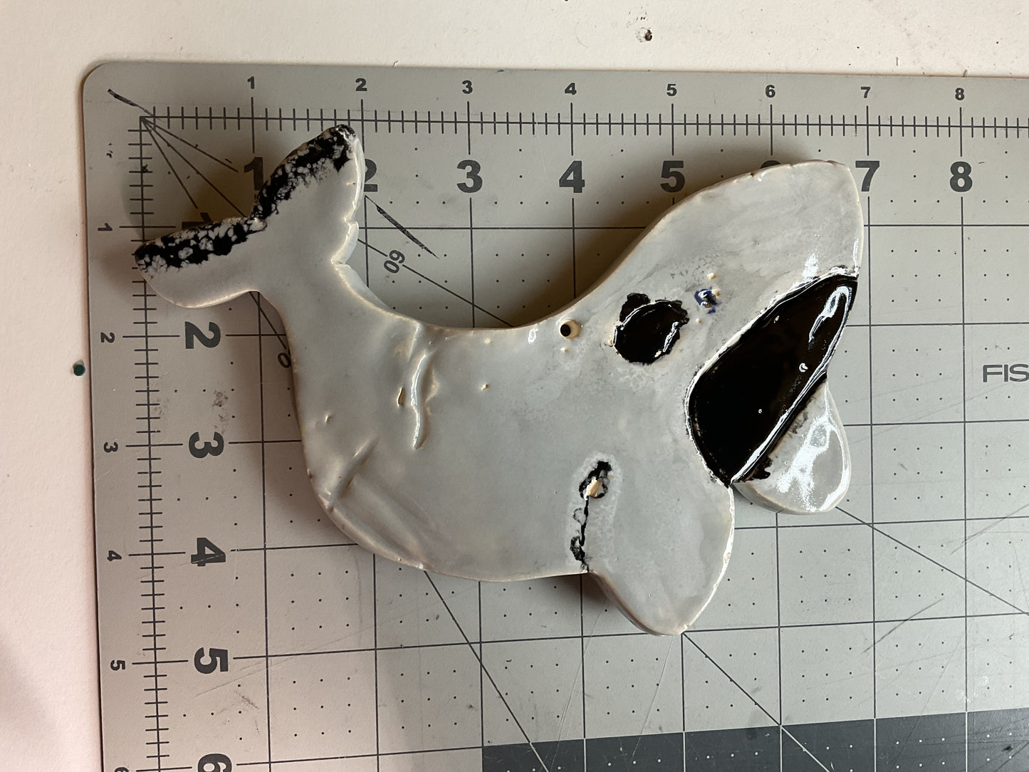 Ceramic Arts Handmade Clay Crafts Glazed Whale 5-inch by 7-inch made by Ben Levine 4167