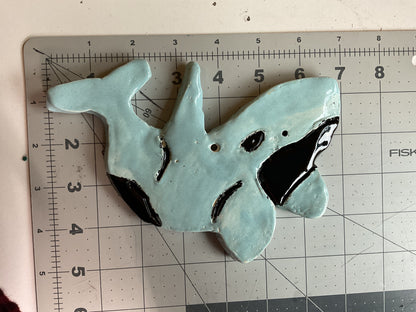Ceramic Arts Handmade Clay Crafts Glazed Whale 7-inch by 5-inch made by Jenna DeCosta 4170