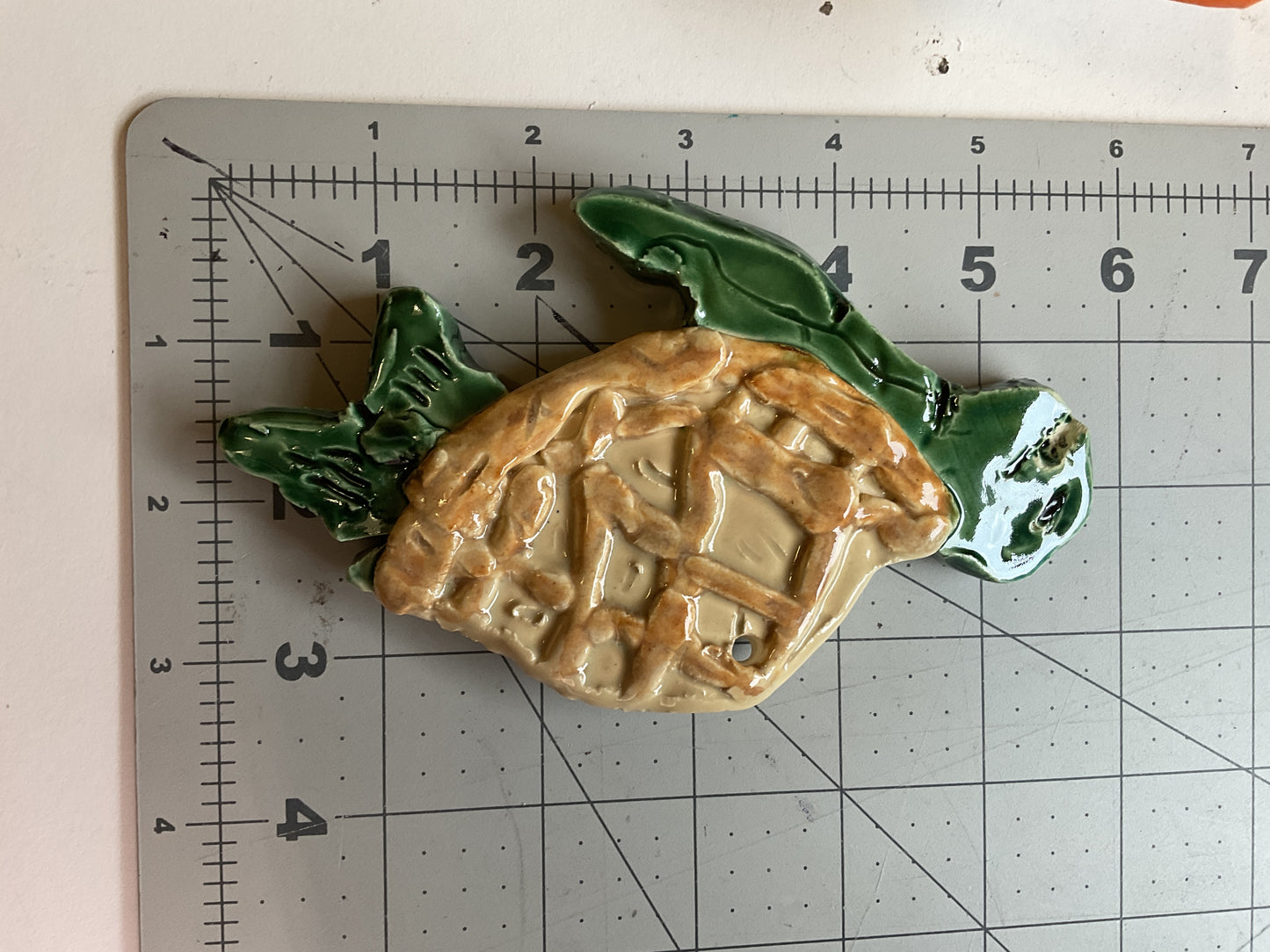 Ceramic Arts Handmade Clay Crafts Glazed Turtle 3.5-inch by 6-inch made by Marshall Earls 4174