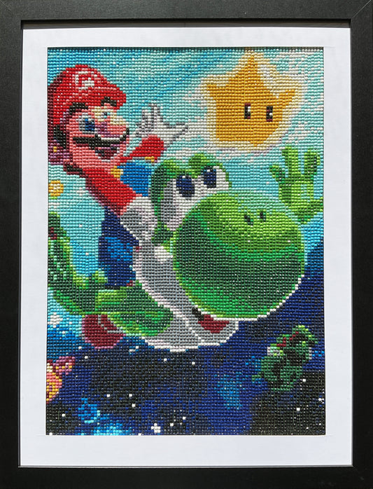 Diamond Dot Art - Framed Canvas - Handmade Crafts - 17 x 13 Plumber and Dinosaur by Angelina Vida-White 4202