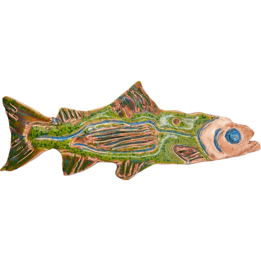 Ceramic Arts Handmade Clay Crafts Glazed Fish 4-inch by 10.5-inch made by Jonathan DeCosta 4233
