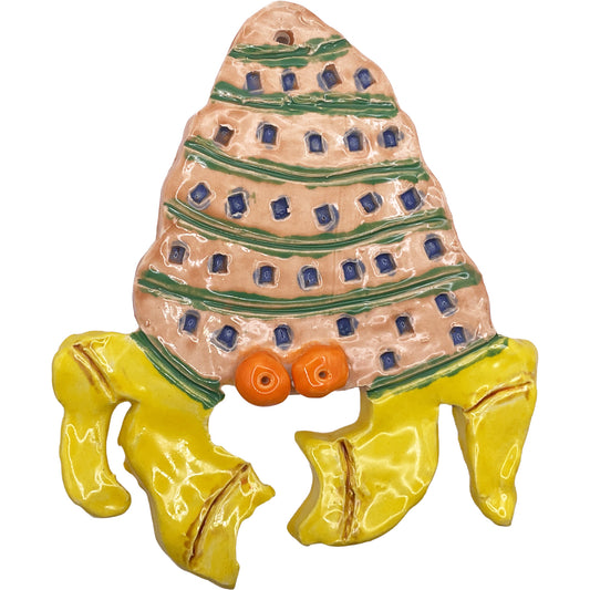 Ceramic Arts Handmade Clay Crafts Glazed Hermit Crab 5-inch by 6-inch made by Loreen Bartschi 4234