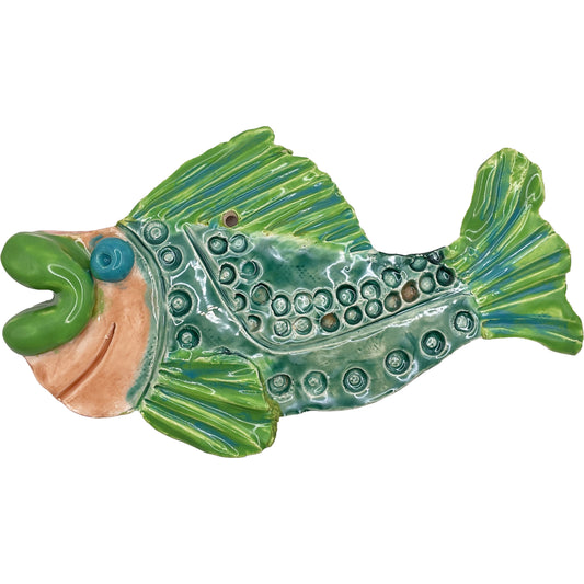 Ceramic Arts Handmade Clay Crafts Fresh Fish Glazed 7-inch x 4-inch by Ben Levine 4328