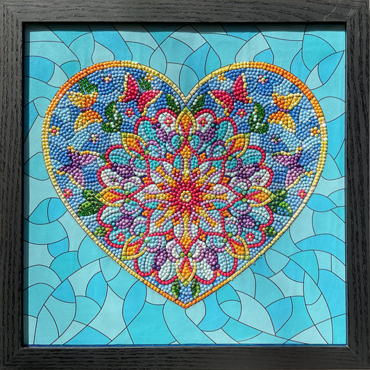 Diamond Dot Art - Framed Canvas - Handmade Crafts - 13 x 13-inch Heart by Sandy Morris 4272