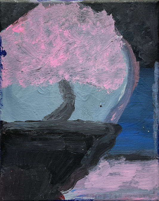 Acrylic Painting on Stretched Canvas Original Fine Art 10-inch x 8-inch Asian Tree by Emily Knoles 4276