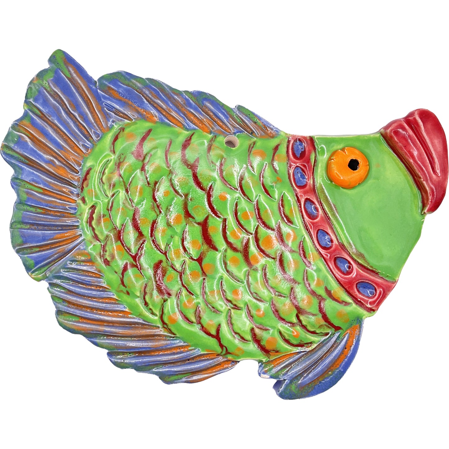 WATCH Resources Art Guild - Handmade Ceramic Arts: Glazed Fish 7-inch x 5-inch by Lisa Uptain 4296
