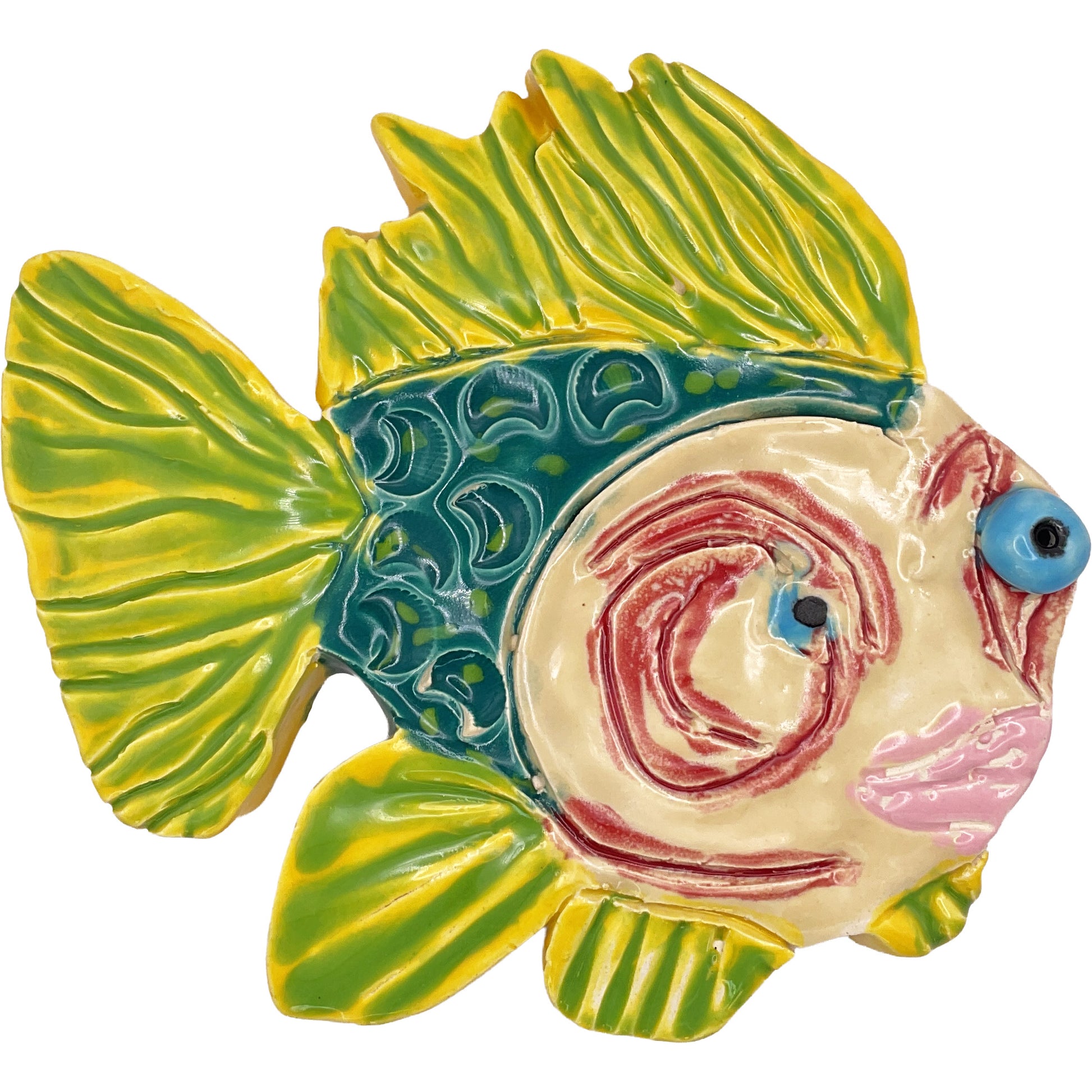 WATCH Resources Art Guild - Ceramic Arts Handmade Clay Crafts 5"x4.5" Glazed Fish made by Morgan 4315