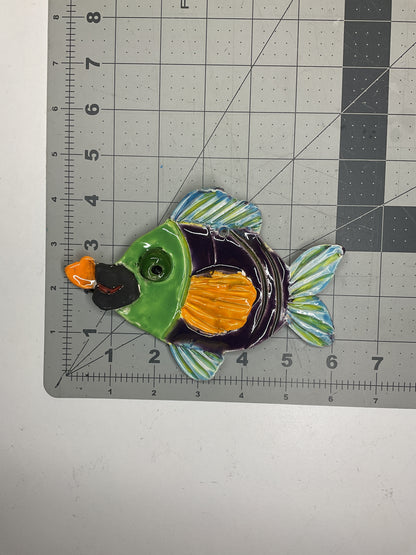 WATCH Resources Art Guild - Handmade Ceramic Arts: Glazed Fish with Lips 4.5-inch x 6-inch by Cesar Acosta 4573