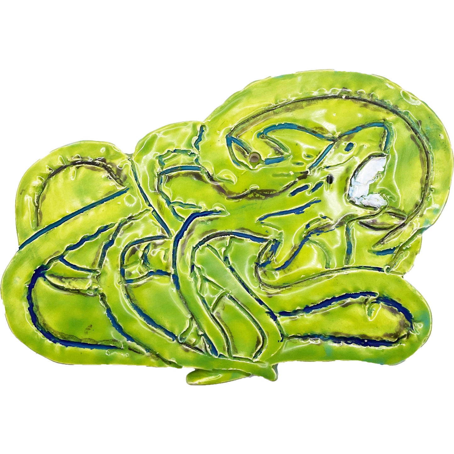 WATCH Resources Art Guild - Ceramic Arts Handmade Clay Crafts Glazed Shark Octopus 5.5-inch x 8.5-inch by Andy Crowe 4578
