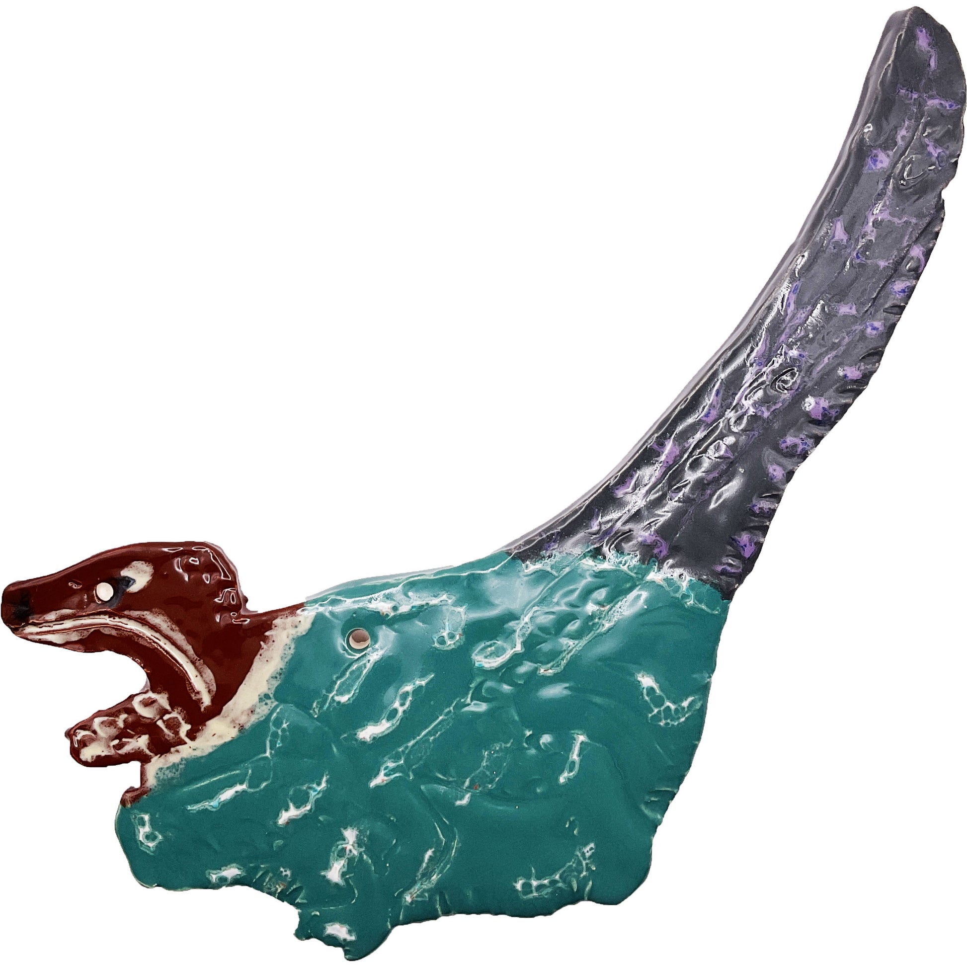 WATCH Resources Art Guild - Ceramic Arts Handmade Clay Crafts Glazed Dinosaur 7.5-inch x 9-inch by Lisa Uptain and Ashley Dorsett 4552