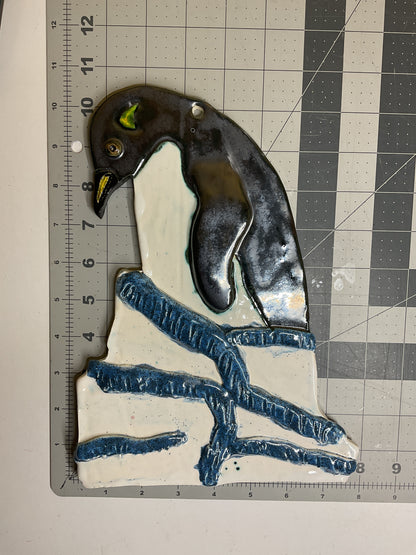 WATCH Resources Art Guild - Ceramic Arts Handmade Clay Crafts Glazed Penguin 10.5-inch by 8-inch made by Lisa Uptain 4569