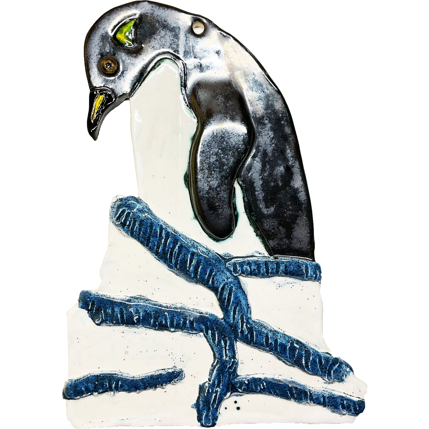 WATCH Resources Art Guild - Ceramic Arts Handmade Clay Crafts Glazed Penguin 10.5-inch by 8-inch made by Lisa Uptain 4569