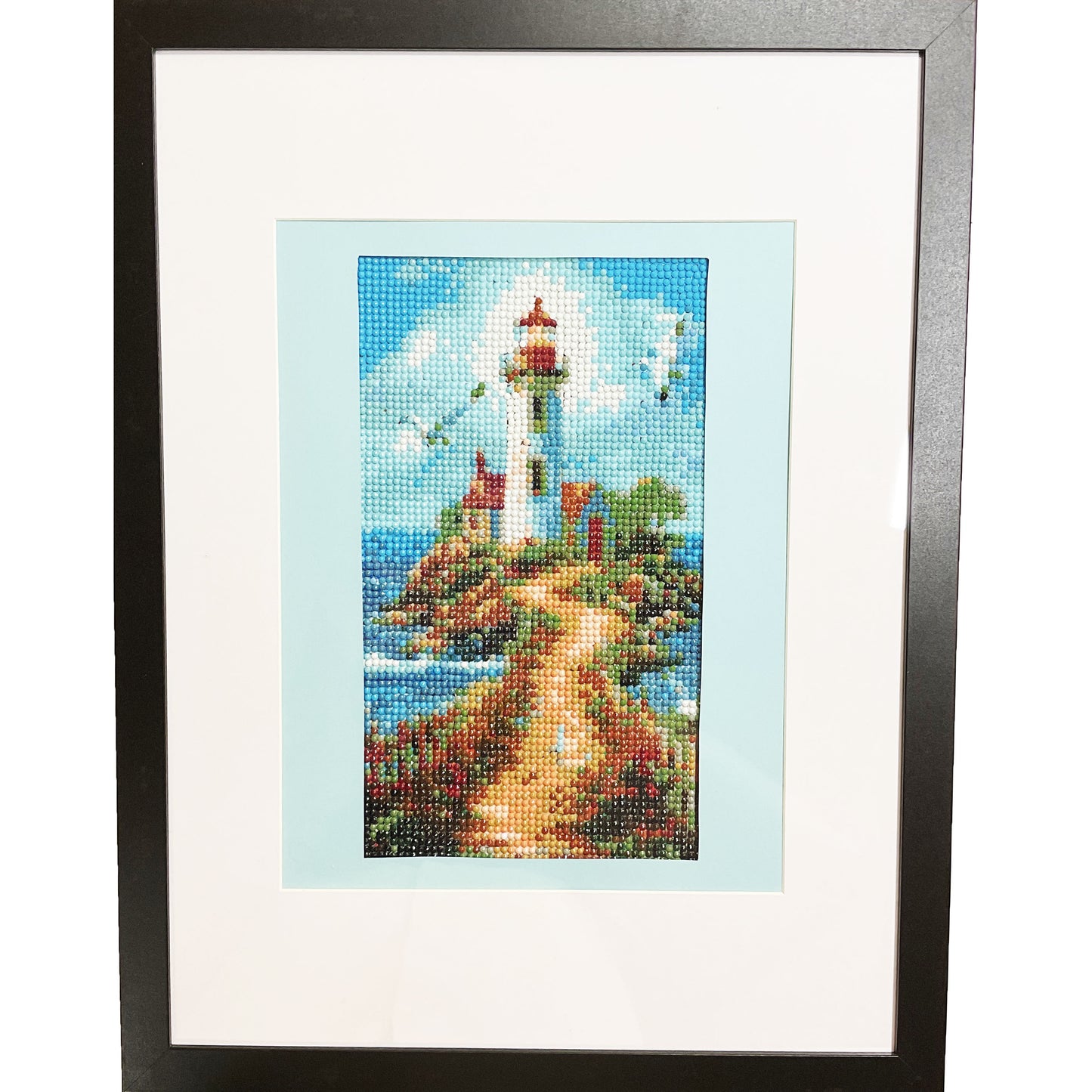 WATCH Resources Art Guild - Diamond Dot Art - Framed Canvas - Handmade Crafts - 17 x 13 Lighthouse by Lisa Uptain 4683