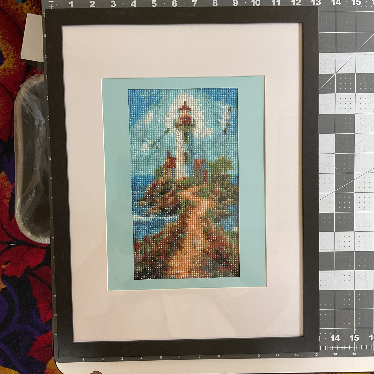 WATCH Resources Art Guild - Diamond Dot Art - Framed Canvas - Handmade Crafts - 17 x 13 Lighthouse by Lisa Uptain 4683