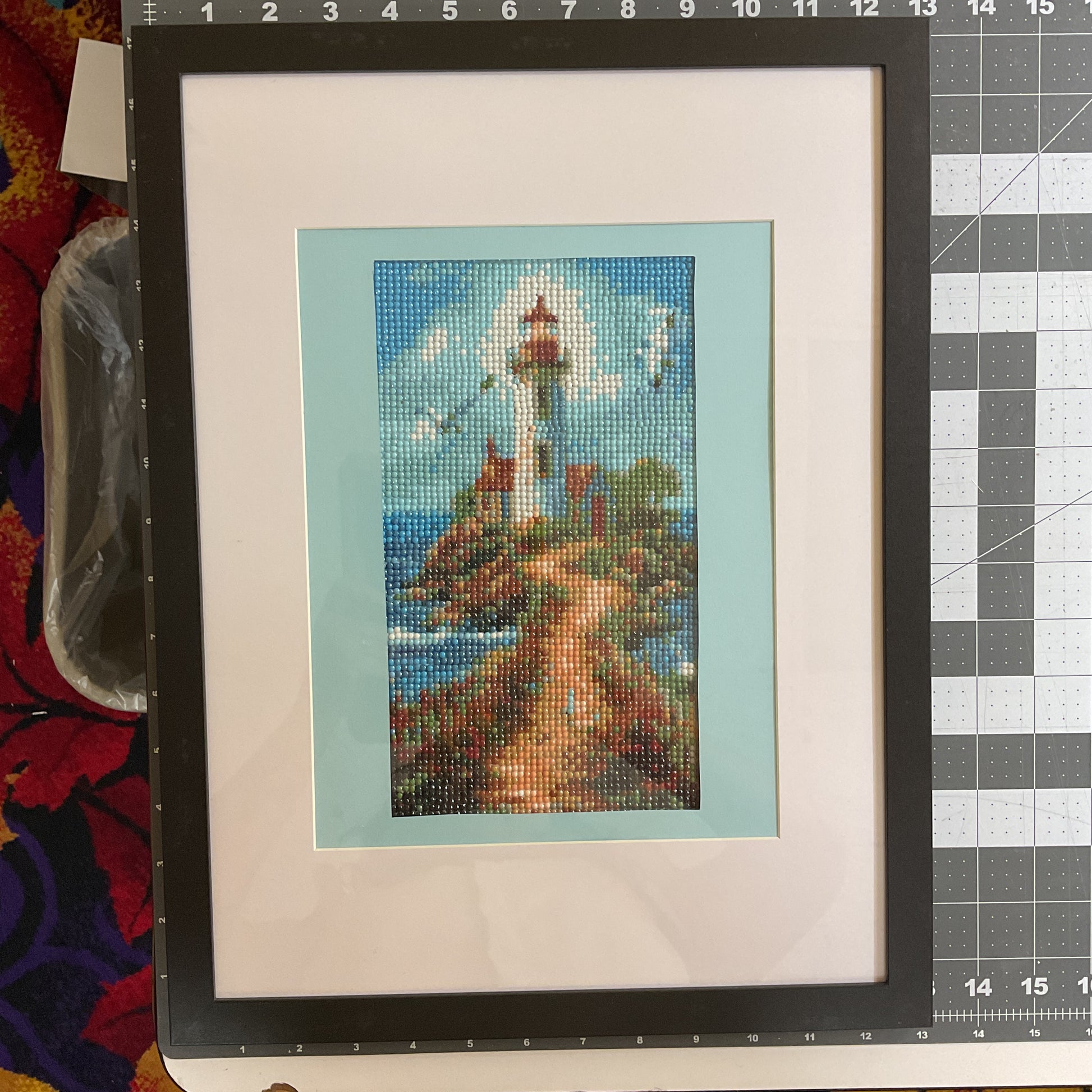 WATCH Resources Art Guild - Diamond Dot Art - Framed Canvas - Handmade Crafts - 17 x 13 Lighthouse by Lisa Uptain 4683