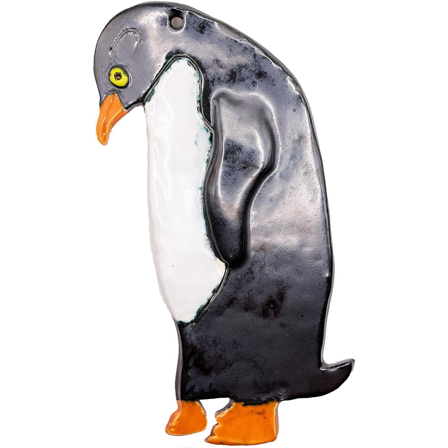 Ceramic Arts Handmade Clay Crafts Glazed Penguin 5-inch by 11-inch made by Lisa Uptain and Jeffrey Kohler-Crowe 4753