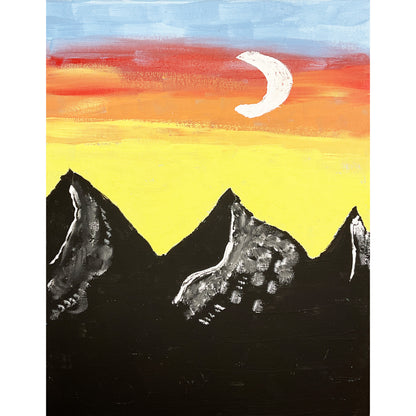 11x14 Acrylic Sunset and Mountains Painting on Stretched Canvas by Terry Morrow 4782