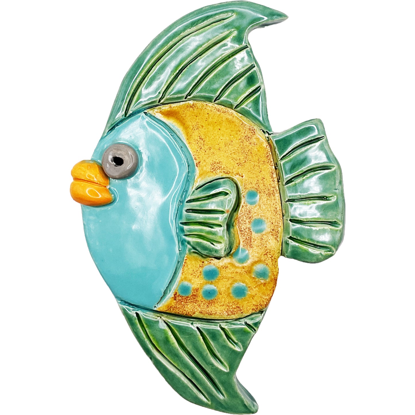 Ceramic Arts Handmade Clay Crafts Glazed Fish 4-inch by 6-inch made by WATCH 4776