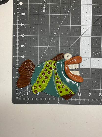 Ceramic Arts Handmade Clay Crafts Glazed Fish 6-inch by 4.5-inch made by WATCH 4766