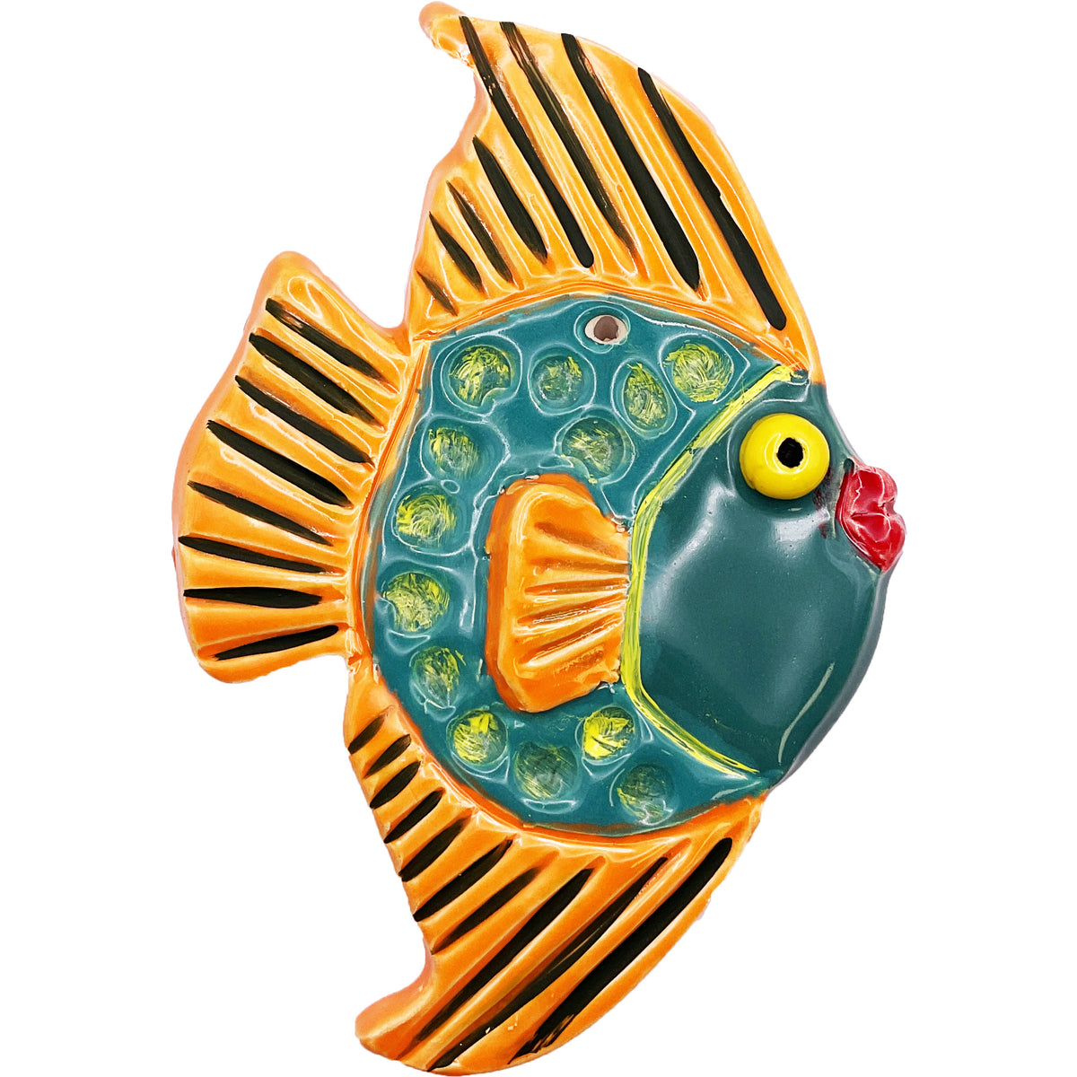 Ceramic Arts Handmade Clay Crafts Glazed Fish 4.5-inch by 6.5-inch made by RI 4814