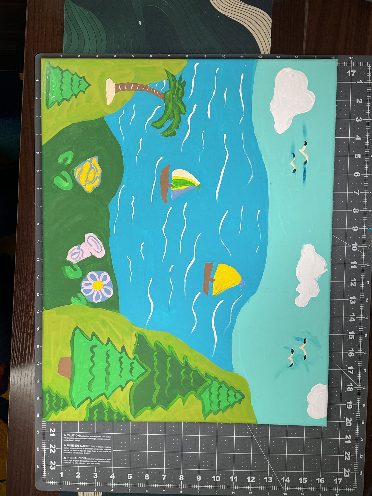 16x20 Acrylic Lake Painting on Stretched Canvas by Lisa Uptain 4832