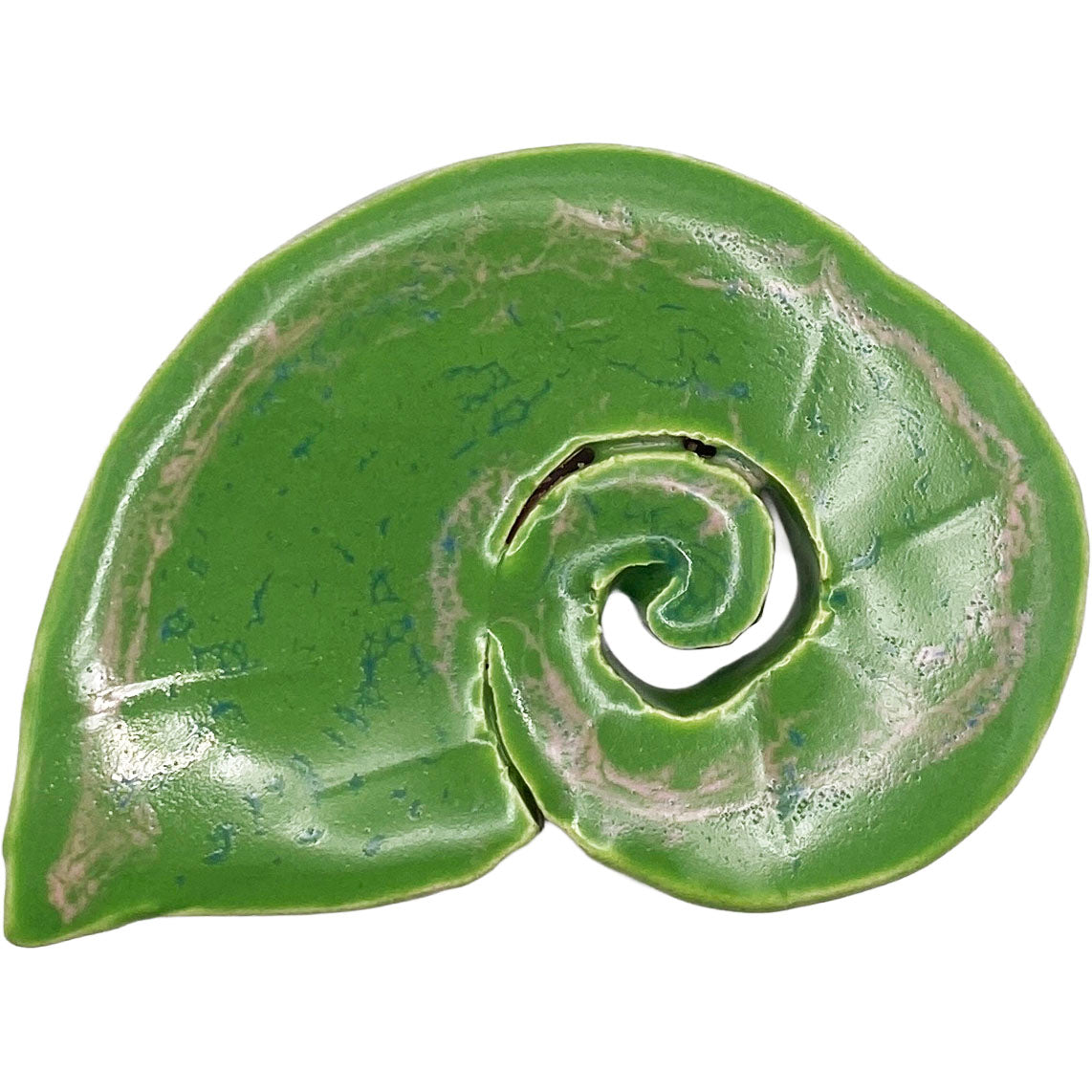 Ceramic Arts Handmade Clay Crafts Glazed Shell 5-inch by 5-inch made by Audrey Love and Angelina Vida White 4133