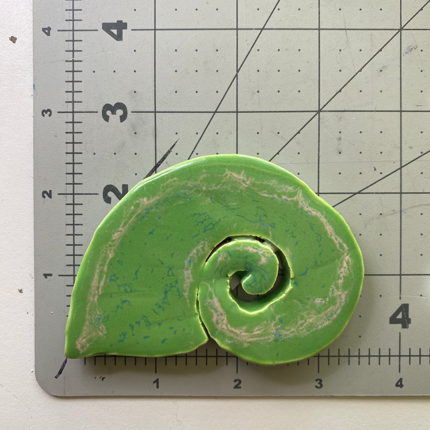 Ceramic Arts Handmade Clay Crafts Glazed Shell 5-inch by 5-inch made by Audrey Love and Angelina Vida White 4133