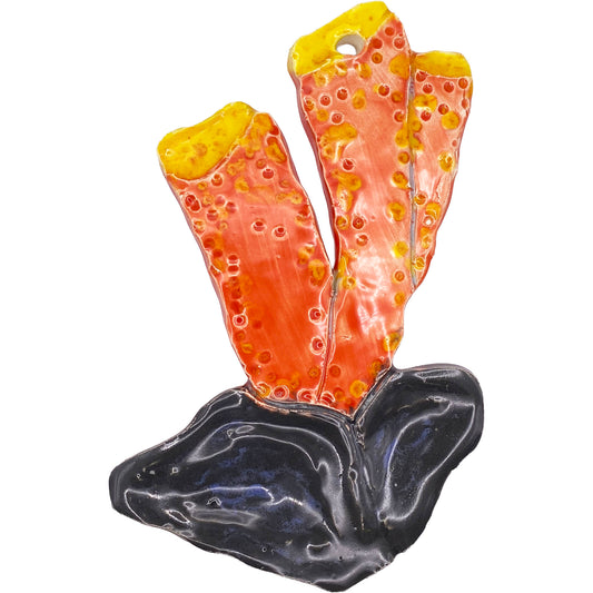 Ceramic Arts Handmade Clay Crafts Fresh Fish 6.5-inch x 4-inch Glazed Coral by Brian Bass and Angelina Vida-White 4099