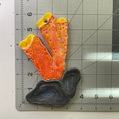 Ceramic Arts Handmade Clay Crafts Fresh Fish 6.5-inch x 4-inch Glazed Coral by Brian Bass and Angelina Vida-White 4099