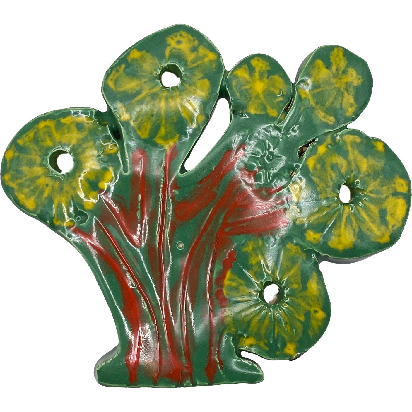 Ceramic Arts Handmade Clay Crafts Fresh Fish Glazed 4-inch x 4-inch Anemone by Angelina Vida-White 4117