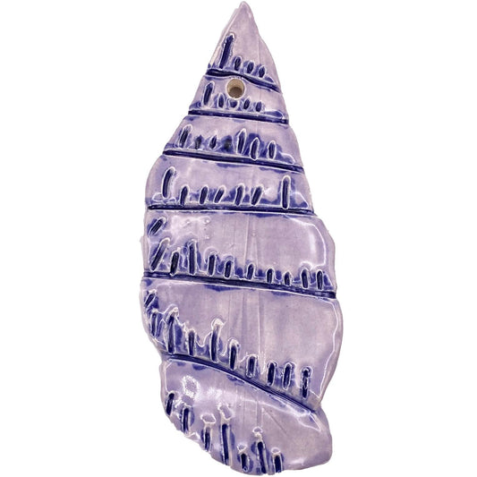 Ceramic Arts Handmade Clay Crafts 5-inch x 2-inch Glazed Shell by Angelina Vida-White 4119