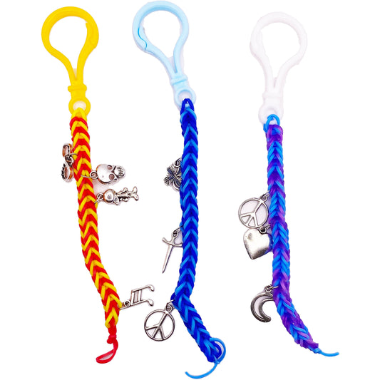 Stretch Looming Jewelry Keychain with Charms made by Daniella Messamore and Monty Chu- Random