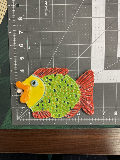 Ceramic Arts Handmade Clay Crafts Glazed Fish 4-inch by 6-inch made by Lisa Uptain and Karissa Archer 4823