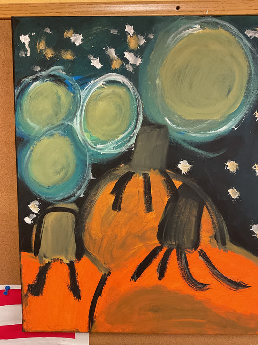 Acrylic Painting on Stretched Canvas Original Fine Art 20-inch x 16-inch Pumpkin Halloween Harvest by Emily Knoles