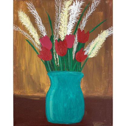 WATCH Resources Art Guild - Acrylic Paint on Stretched Canvas, 20 x 16 Original Fine Art, Vase of Flowers by Ladora Coyle